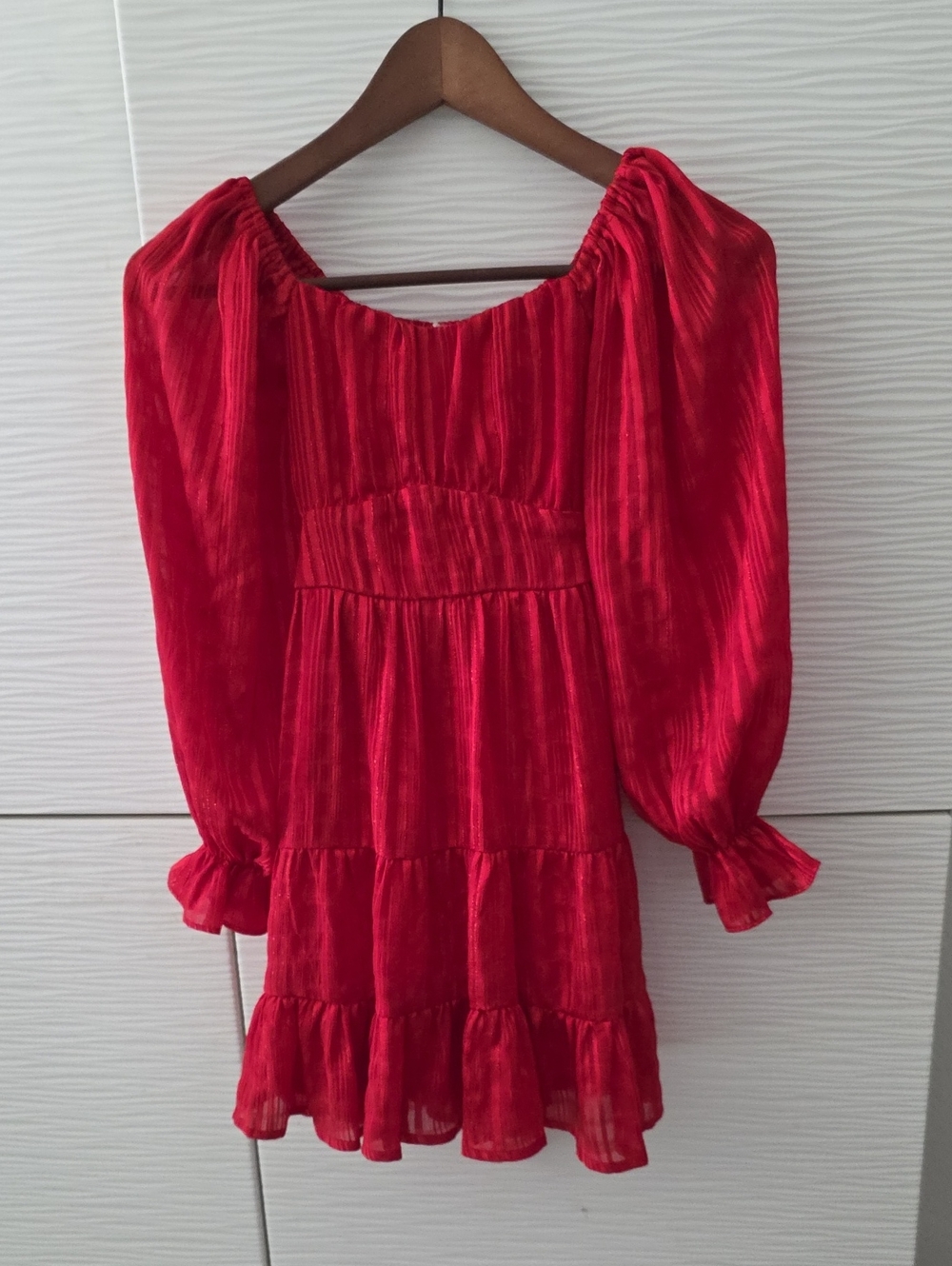 Red Girls' Formal Ruffled Tiered Dress - Unbranded